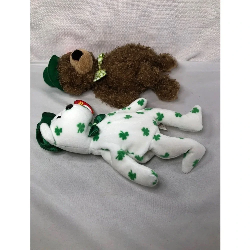 Ty Beanie Babies St Patricks Day Bears Lucky ODay and OFortune Set of 2 Plush